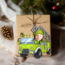 Load image into Gallery viewer, Personalized Firefighter Christmas Ornament for Kids - Funny Custom Photo Gift Ornament PopCulturePrints