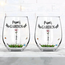 Load image into Gallery viewer, “Grandma's garden blooms with love” - Personalized Stemless Wine Glass for Grandma and Mom Wine Glass PopCulturePrints