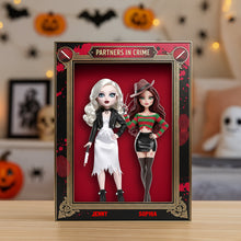 Load image into Gallery viewer, “Partners in Crime” - Personalized Horror Besties Plaque for Best Friends Shaped Plaques PopCulturePrints