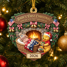 Load image into Gallery viewer, Baby's First Christmas - Personalized 250th Birthday Acrylic Ornament for Newborns