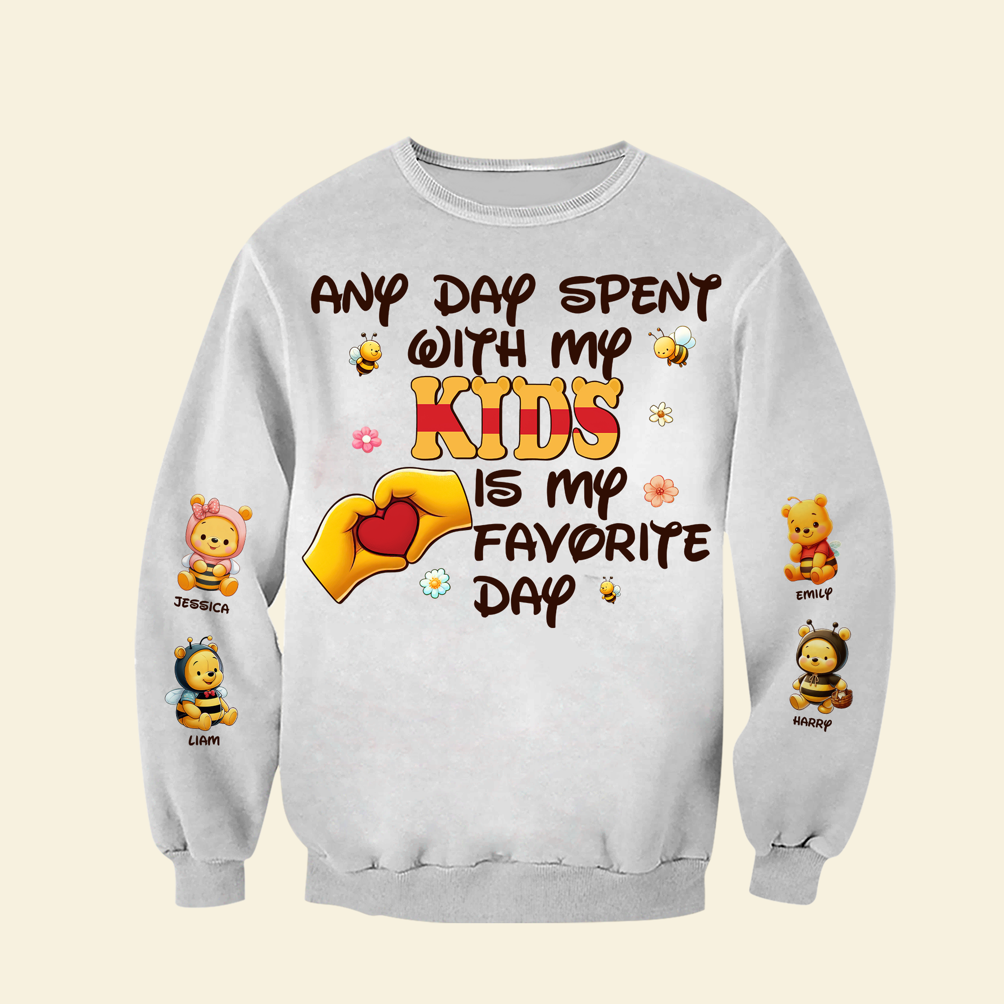 "Any Day Spent with My Grandkids is My Favorite Day" – Personalized 3D Shirt for Grandma AOP Products PopCulturePrints