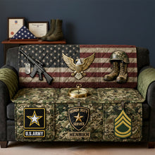 Load image into Gallery viewer, Honor and Duty: Proud Veteran Service Sofa Cover - Personalized Gift for Veterans Sofa Cover PopCulturePrints