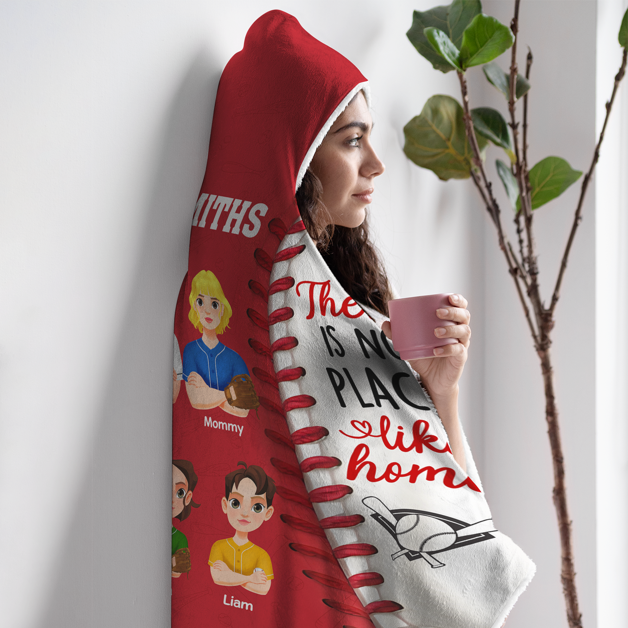 Custom Baseball Family Hooded Blanket - No Place Like Home Blanket PopCulturePrints