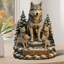 Load image into Gallery viewer, “For the Strongest Bond” - Personalized Wolf Dad Plaque - Unique Gifts for Dad, Grandpa, and More Shaped Plaques PopCulturePrints