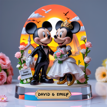 Load image into Gallery viewer, Celebrate Love with Our Just Married Couple Acrylic Plaque - Personalized Gifts for Couples Shaped Plaques PopCulturePrints