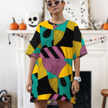 Load image into Gallery viewer, Halloween Patchwork Raglan Dress AOP Products PopCulturePrints