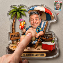Load image into Gallery viewer, "The Legend Has Retired" - Personalized Acrylic Fridge Magnet for Beach Lovers