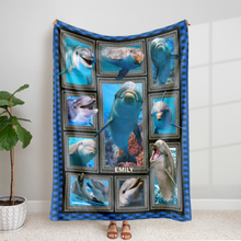 Load image into Gallery viewer, Personalized Dolphin Lover Blanket - Perfect Gift for Ocean Enthusiasts Blanket PopCulturePrints