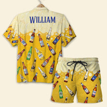 Load image into Gallery viewer, Personalized Hawaiian Shirt Set for Beer Lovers - Custom Name and Beer Brands Hawaiian Shirts PopCulturePrints