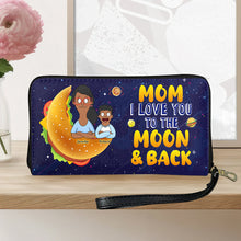 Load image into Gallery viewer, Mama, We Love You to the Moon & Back - Personalized Twill Faux Leather Wallet - Gift for Mom, Grandma, and Loved Ones Leather Wallet PopCulturePrints