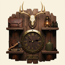 Load image into Gallery viewer, Personalized Rustic Hunting Acrylic Clock - A Unique Gift for Hunting Enthusiasts Hanging Wall Clock PopCulturePrints