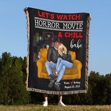 Load image into Gallery viewer, Horror Movie & Chill Personalized Woven Blanket - Gift for Couples Blanket PopCulturePrints