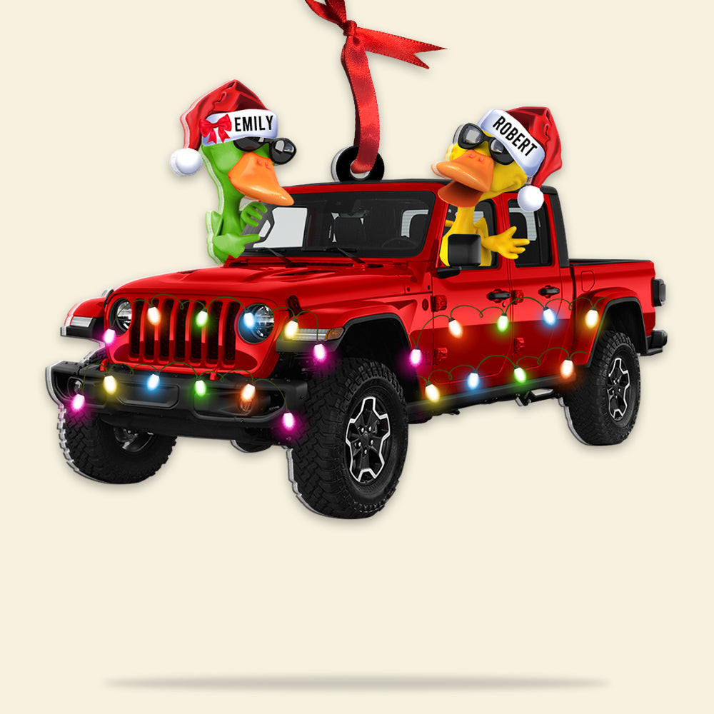 Custom Christmas Duck And Truck Personalized Ornament - Holiday Gift - Valentine's Day Gifts Ornaments PopCulturePrints