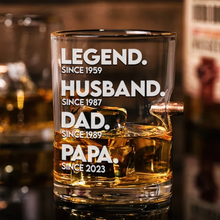 Load image into Gallery viewer, "Legend since 1959 - Personalized Dad Bullet Glass | Unique Gift for Dad, Grandpa & Husband" Bullet Glass PopCulturePrints