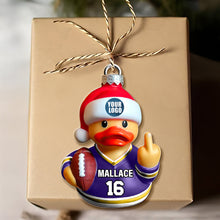Load image into Gallery viewer, Personalized Football Fan Duck Christmas Ornament Ornament PopCulturePrints