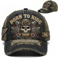 Load image into Gallery viewer, “Born to Ride” - Vintage Rider Skull Classic Cap - Personalized Gifts Caps PopCulturePrints