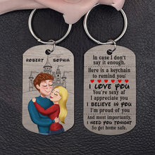 Load image into Gallery viewer, Drive Safe Keychain - Dreaming Couple - Personalized Romantic Gift for Him Keychains PopCulturePrints