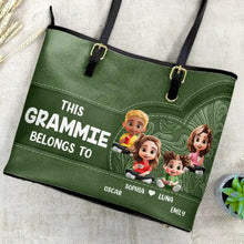 Load image into Gallery viewer, This Grandma Belongs To - Personalized Cartoon Tote Bag Leather Tote Bag PopCulturePrints