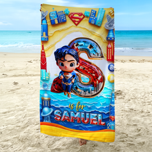 Load image into Gallery viewer, Superhero Style Personalized Beach Towel - Perfect Gift for Kids Beach Towel PopCulturePrints