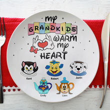 Load image into Gallery viewer, My Grandkids Warm My Heart - Personalized Ceramic Round Plate Ceramic Round Plate PopCulturePrints