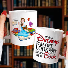 Load image into Gallery viewer, Personalized Book Lover’s Coffee Mug - Her Nose Stuck In a Book Coffee Mug PopCulturePrints