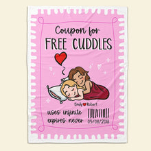 Load image into Gallery viewer, Personalized Free Cuddles Blanket for Couples Blanket PopCulturePrints