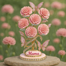 Load image into Gallery viewer, “A Mother's Love Blossoms Forever” - Personalized Carnation Flower Plaque - Gift for Mom, Grandma, and Loved Ones Shaped Plaques PopCulturePrints