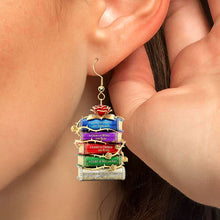 Load image into Gallery viewer, "Find Your Next Favorite Read - Bookstack Earrings, Personalized Gifts for Book Lovers" Earrings PopCulturePrints