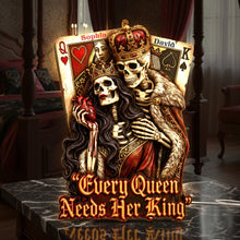 Load image into Gallery viewer, "Every King Needs His Queen" - Personalized Skeleton Couple Light Box - Perfect Gift for Couples Light Box PopCulturePrints