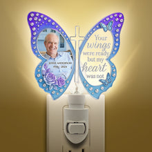 Load image into Gallery viewer, Your Wings Were Ready, But My Heart Was Not - Memorial Heaven Acrylic Night Light - Personalized Gift for Loved Ones Night Light PopCulturePrints