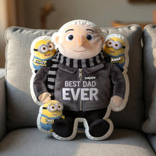 Load image into Gallery viewer, “Best Dad Ever” - Playful Yellow Dad Shaped Pillow - Personalized Gifts For Dads Pillow PopCulturePrints