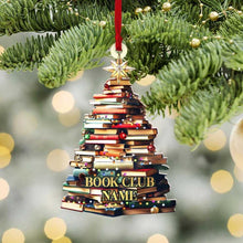 Load image into Gallery viewer, Personalized Christmas Ornament for Book Lovers with Custom Book Club Name Ornament PopCulturePrints
