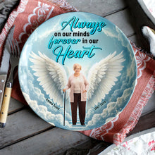 Load image into Gallery viewer, Always on Our Minds, Forever in Our Hearts - Personalized Round Plate for Loved Ones Ceramic Round Plate PopCulturePrints