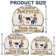 Load image into Gallery viewer, Poolside Paradise: Personalized Metal Sign for Couples Metal Sign PopCulturePrints
