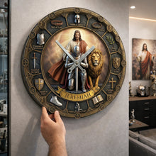 Load image into Gallery viewer, "Embrace Faith and Time" - Kneeling Knight Acrylic Wall Clock - Personalized Christian Gift for Loved Ones Hanging Wall Clock PopCulturePrints