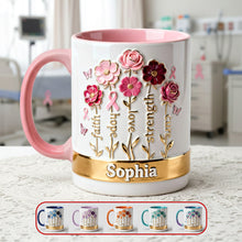 Load image into Gallery viewer, Faith, Hope, Love & Strength - Personalized Cancer Awareness Flowers Mug - Gift for Cancer Warriors Coffee Mug PopCulturePrints