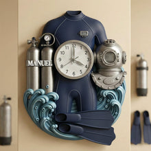 Load image into Gallery viewer, Dive Into Time: Personalized Scuba Diving Equipment Wall Clock - Perfect Gift for Scuba Diving Lovers Hanging Wall Clock PopCulturePrints