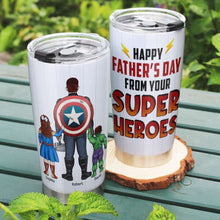 Load image into Gallery viewer, Personalized Superhero Dad Tumbler - Happy Father's Day Gift Tumbler Cup PopCulturePrints