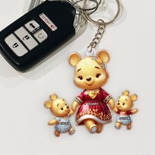 Load image into Gallery viewer, "Cherish the Moments with Mama Bear Keychain" - Personalized Keychain Gift for Mom, Grandma, and Loved Ones Keychains PopCulturePrints