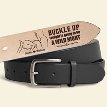 Load image into Gallery viewer, Personalized Leather Belt for Couples - Buckle Up for a Wild Night Belts PopCulturePrints