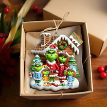 Load image into Gallery viewer, Personalized Family Christmas Ornament - Green Cartoon Character Design Ornament PopCulturePrints
