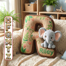 Load image into Gallery viewer, “Bring the Jungle Home” - Elephant Alphabet Letters Pillow - Personalized Gifts for Elephant Lovers Pillow PopCulturePrints