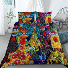 Load image into Gallery viewer, Colorful Chicken Lovers Quilt Bed Set Blanket PopCulturePrints