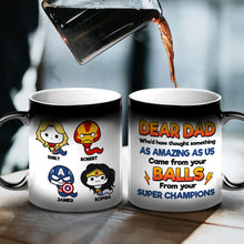 Load image into Gallery viewer, Dear Dad Super Champions Personalized Magic Mug Magic Mug PopCulturePrints