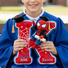 Load image into Gallery viewer, Celebrate Graduation with a Personal Touch - Spiderman Graduation Kid Pillow Pillow PopCulturePrints
