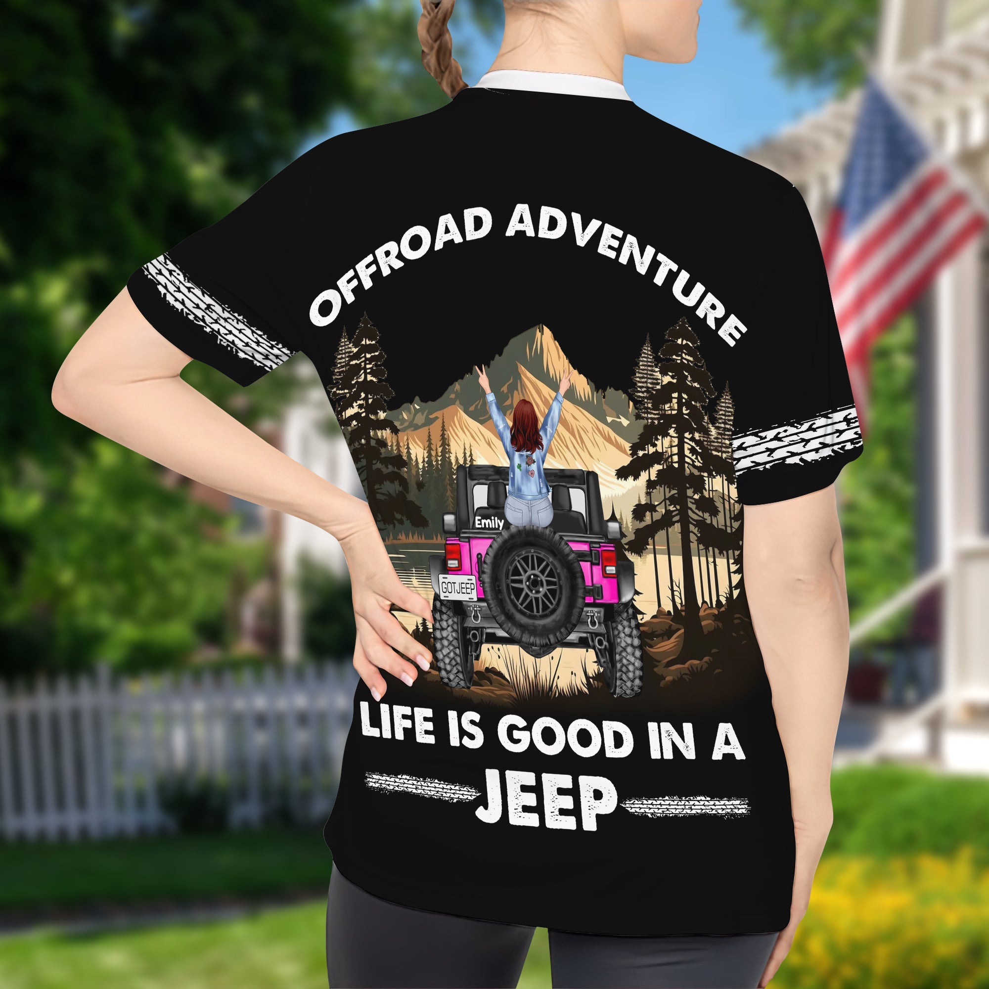 Personalized Jeep Girl Cap with Sunflower and Custom Name AOP Products PopCulturePrints