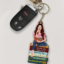Load image into Gallery viewer, Personalized Book Lover's Keychain - Custom Reading Girl Keychains PopCulturePrints