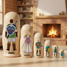 Load image into Gallery viewer, “Celebrate Your Family Adventure” - Personalized Adventure Family Nesting Dolls Wooden Nesting Dolls PopCulturePrints