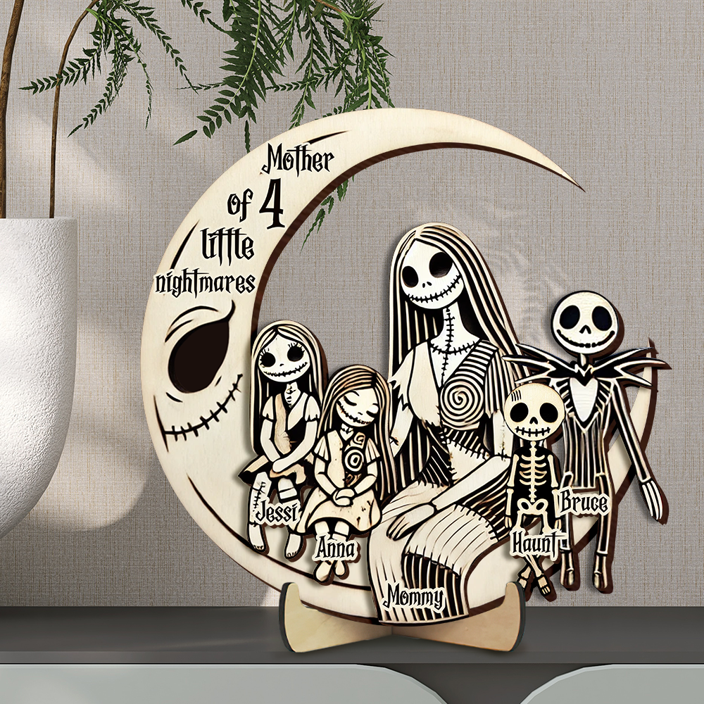 “Embrace the Night: A Tribute to Motherhood” - Personalized Nightmare Mom Wood Sign - Unique Gift for Mom, Grandma, and More Wood Sign PopCulturePrints