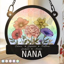 Load image into Gallery viewer, "Cherish Every Moment, Celebrate Love" - Personalized Window Hanging Suncatcher Ornament - Gift for Nana, Grandma, Mom Suncatcher Ornament PopCulturePrints